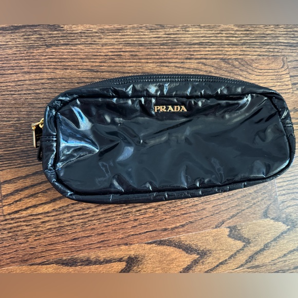 Authentic Prada black waterproof cosmetic bag with gold zipper - Picture 1 of 9
